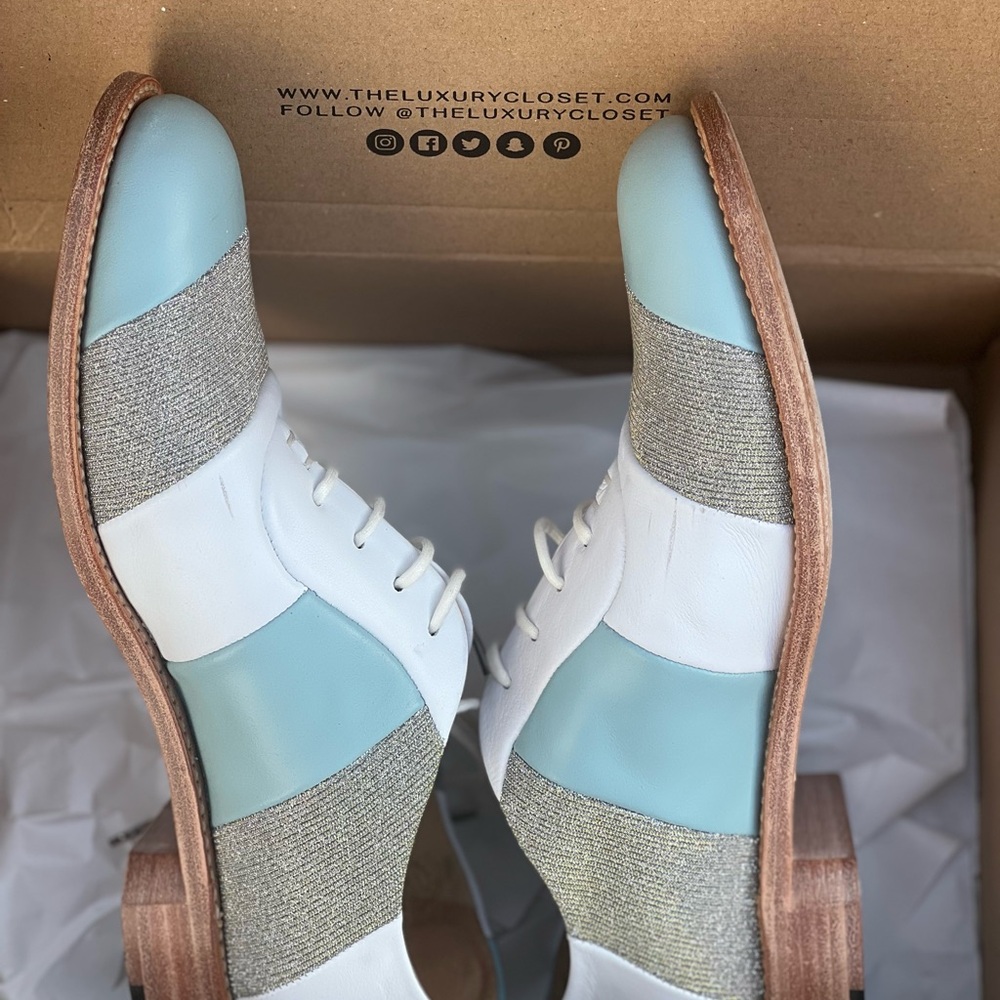 The Office of Angela Scott Women’s Blue and Gray Leather Shoes
